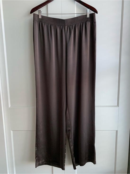 Babaton Pants - Babaton Satin Pant Elastic-Waist Wide Leg Pants in Chocolate women’s size L